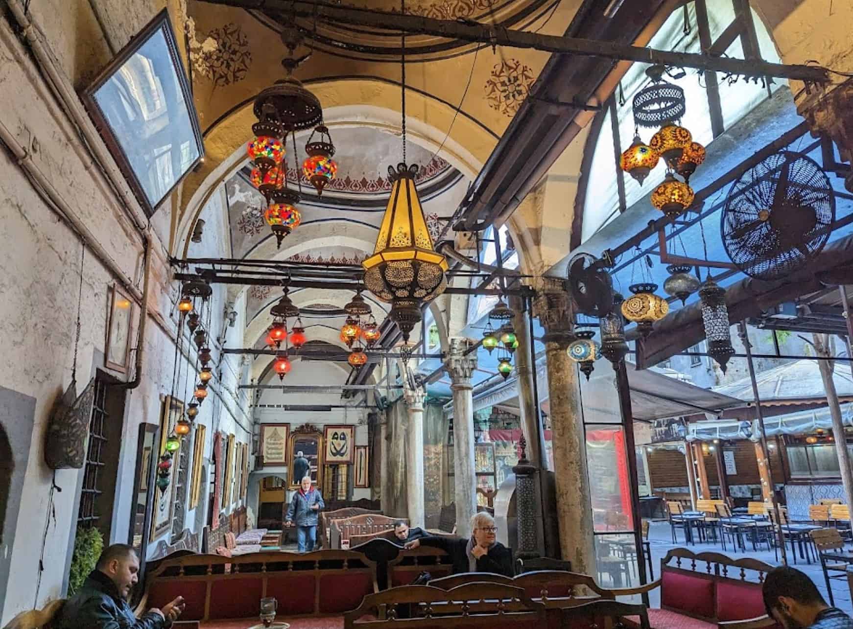 Sitting area at the Corlulu Ali Pasha Medresesi Cafe in Istanbul, Turkey