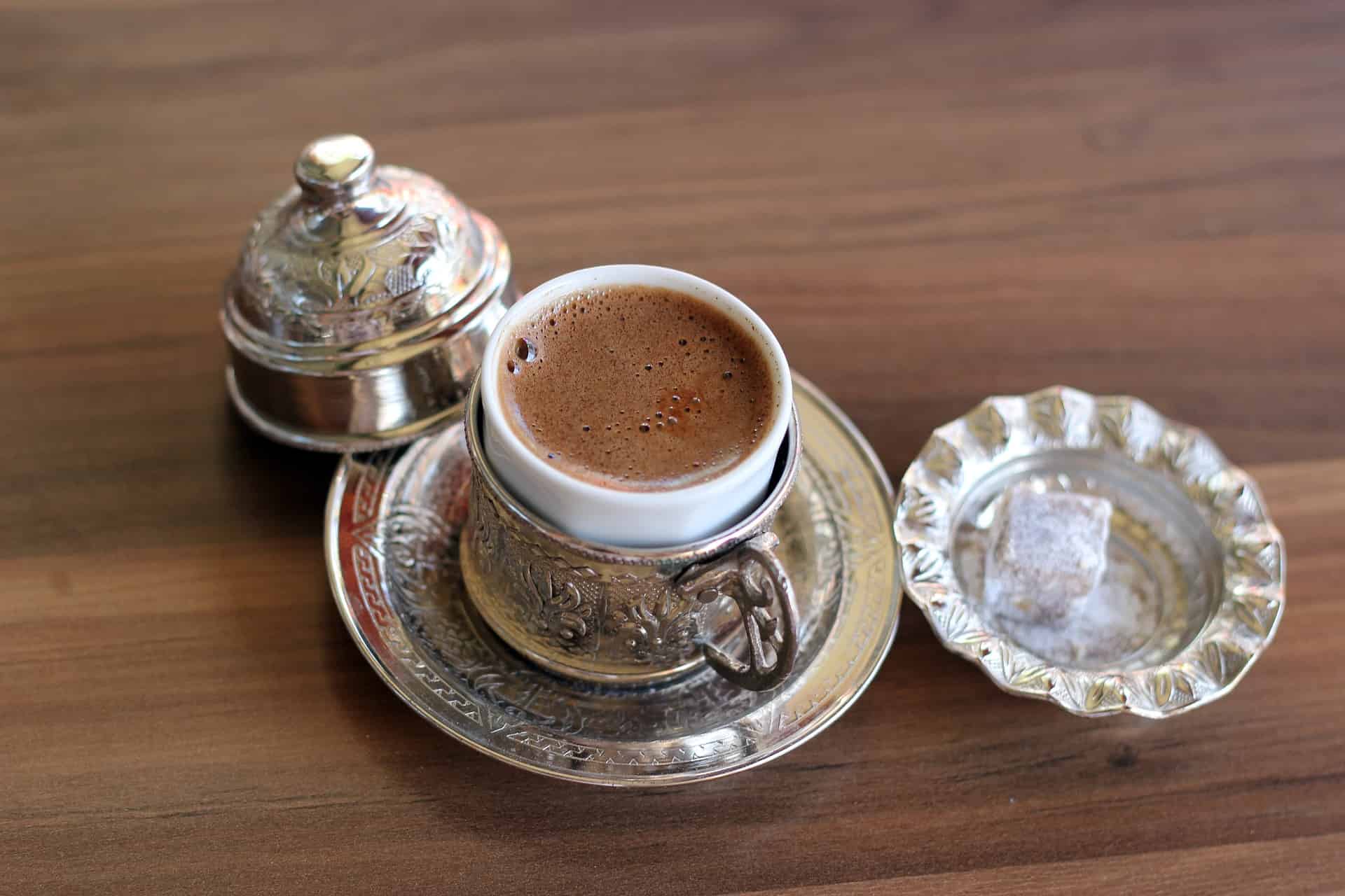 A glass of turkish coffee. Tips and tricks for drinking Turkish coffee.