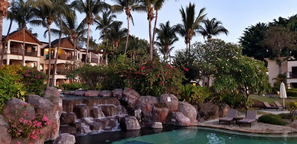 Main pool and garden at the Hilton Mauritius Resort & Spa
