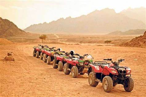 a group of quad bikes on a hurghada desert tour