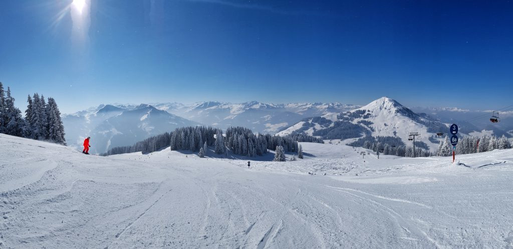 Panorama of SkiWelt in Tirol, Austria.