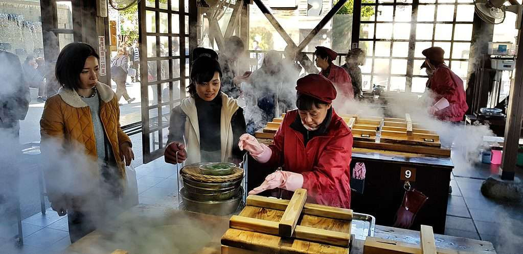 Steam cooking in Beppu, Japan