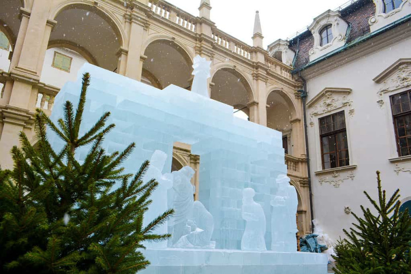 Ice Sculpture in Graz, Austria and designed by Finnish Artist - Kimmo Frosti