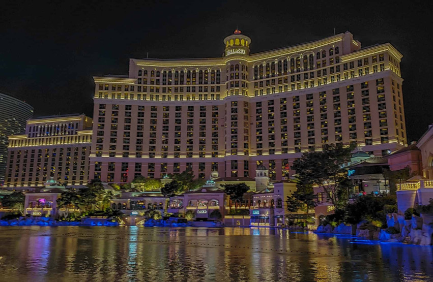 The Bellagio Casino in Las Vegas by night.
