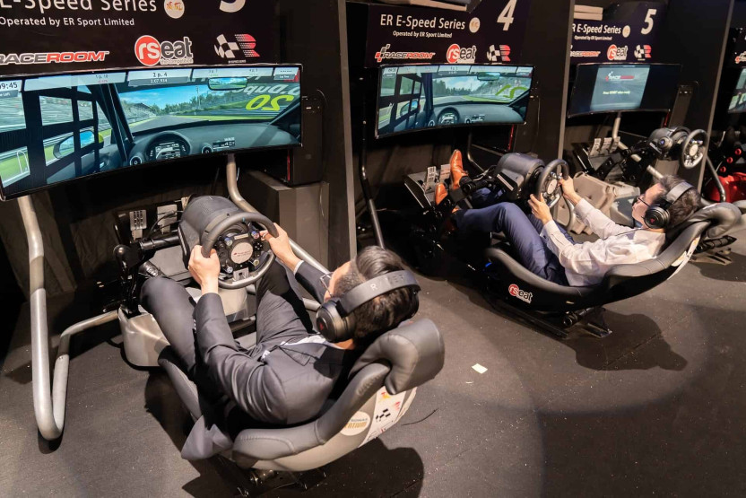 Car simulator at an eSports bar.