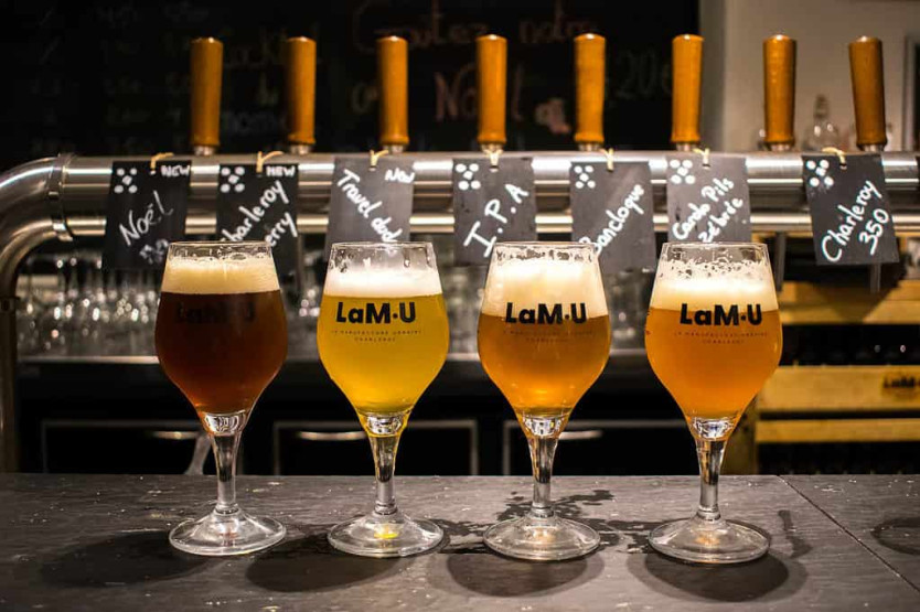 Beer tasting at the La Manufacture Urbaine or Lam-U in Charleroi