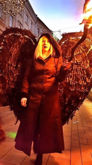 Black angel at the Krampuslauf in Graz