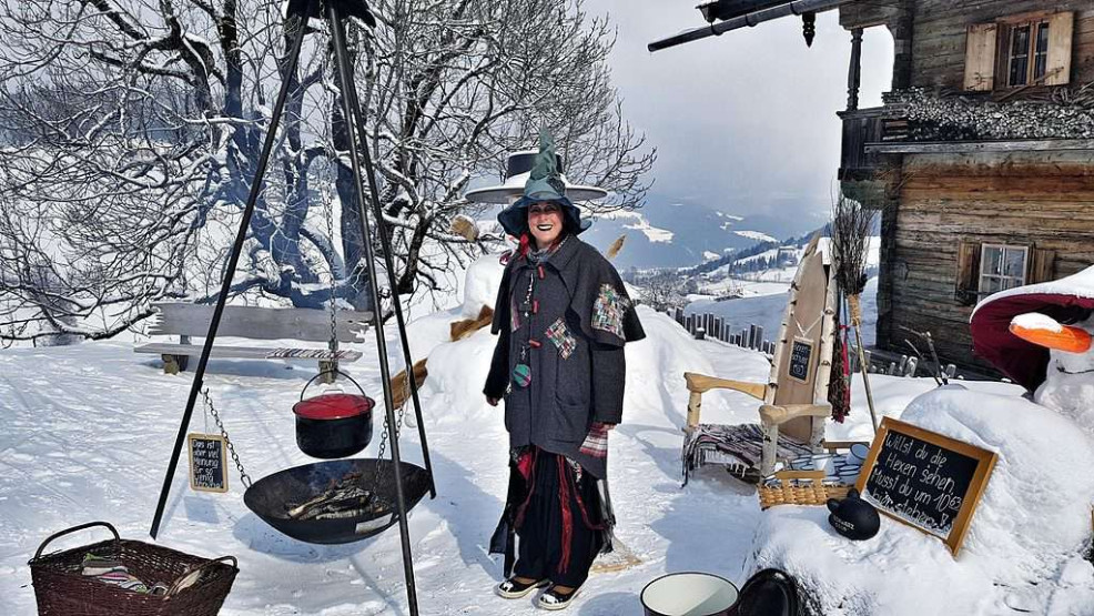 Free tea from the witches of Hexenwasser Soll at SkiWelt, Austria.