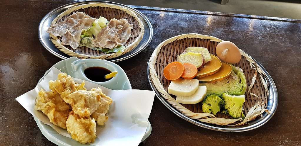 Steam cooked meals in Beppu, Japan