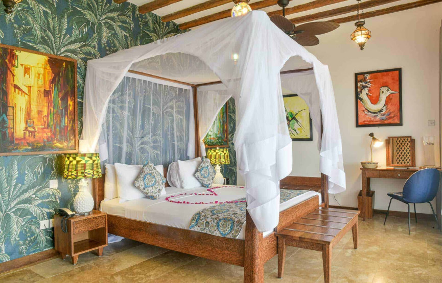 Bedroom at the Z Boutique Hotel in Nungwi, Zanzibar.