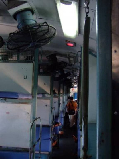 Inside an Indian train.