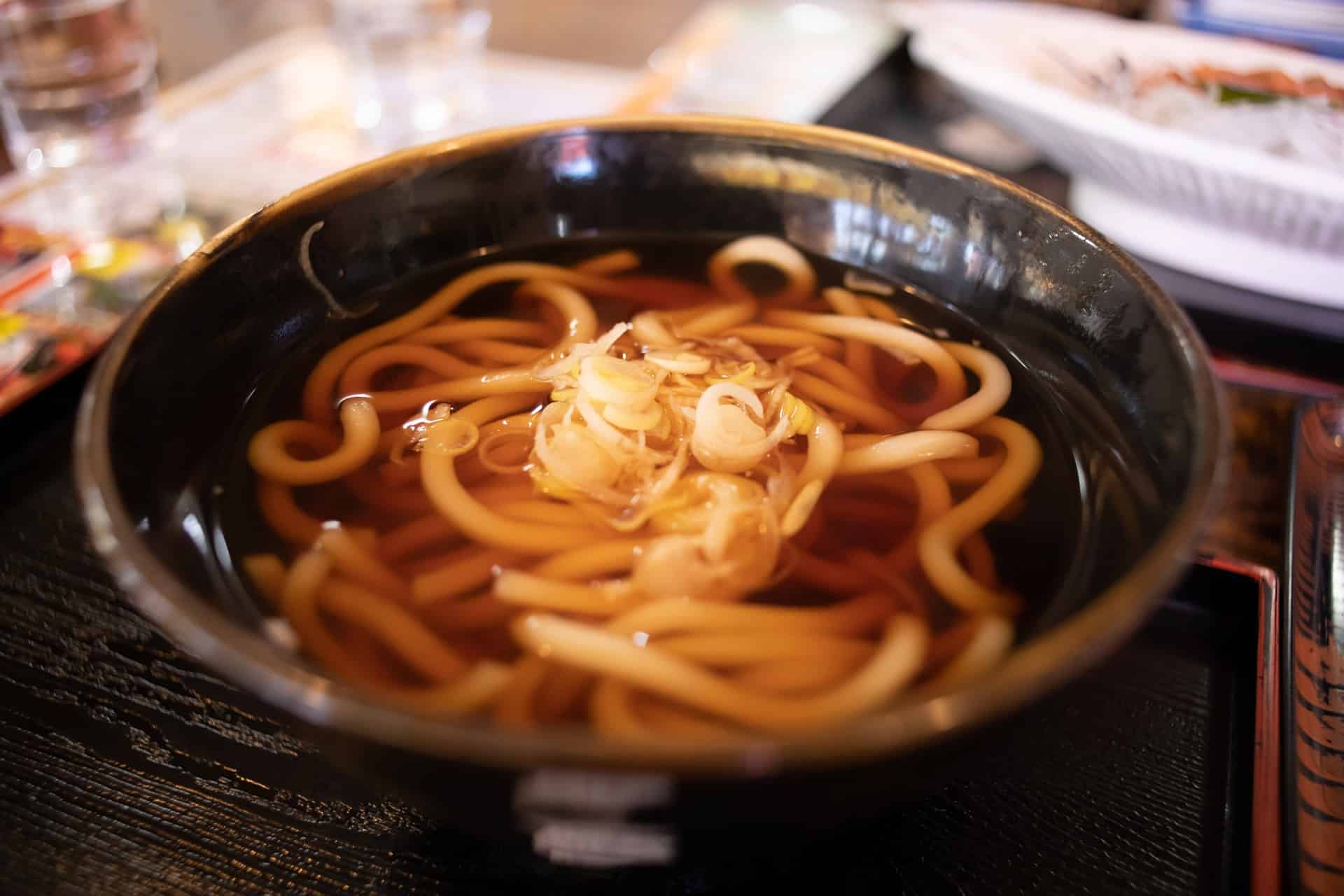 Udon noodle soup in Japan.